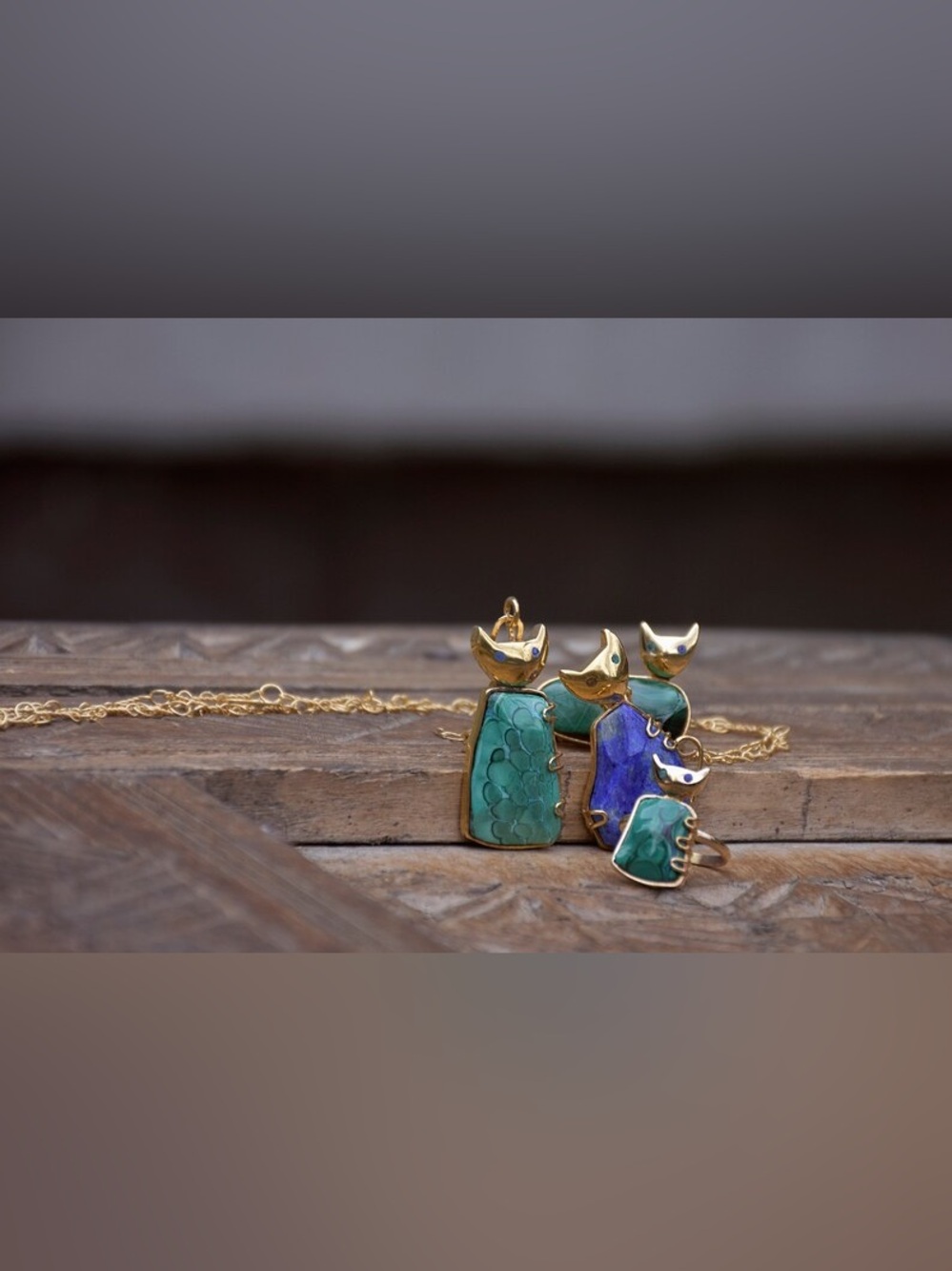 Handmade Afghan Lapis Lazuli Cat Pendant Necklace NWT - Picture 3 of 11